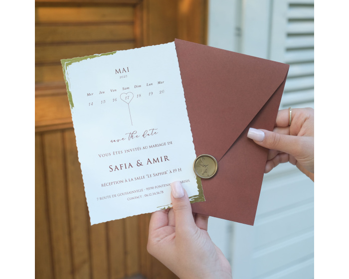 Carte mariage terracotta