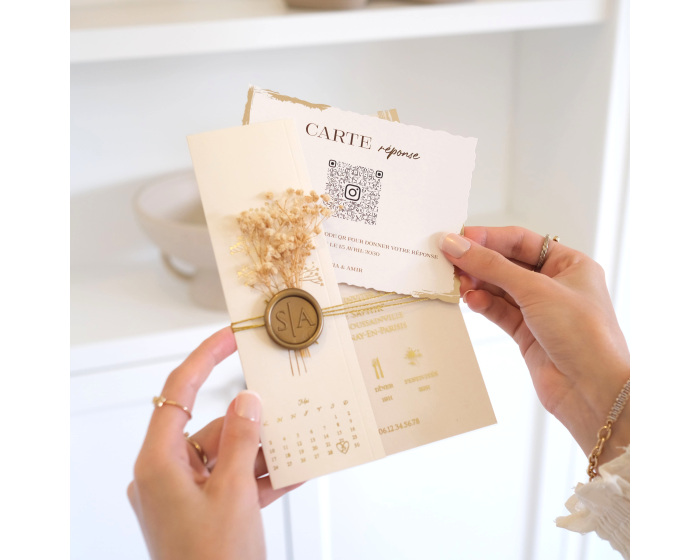 Carte mariage avec coupon de réponse