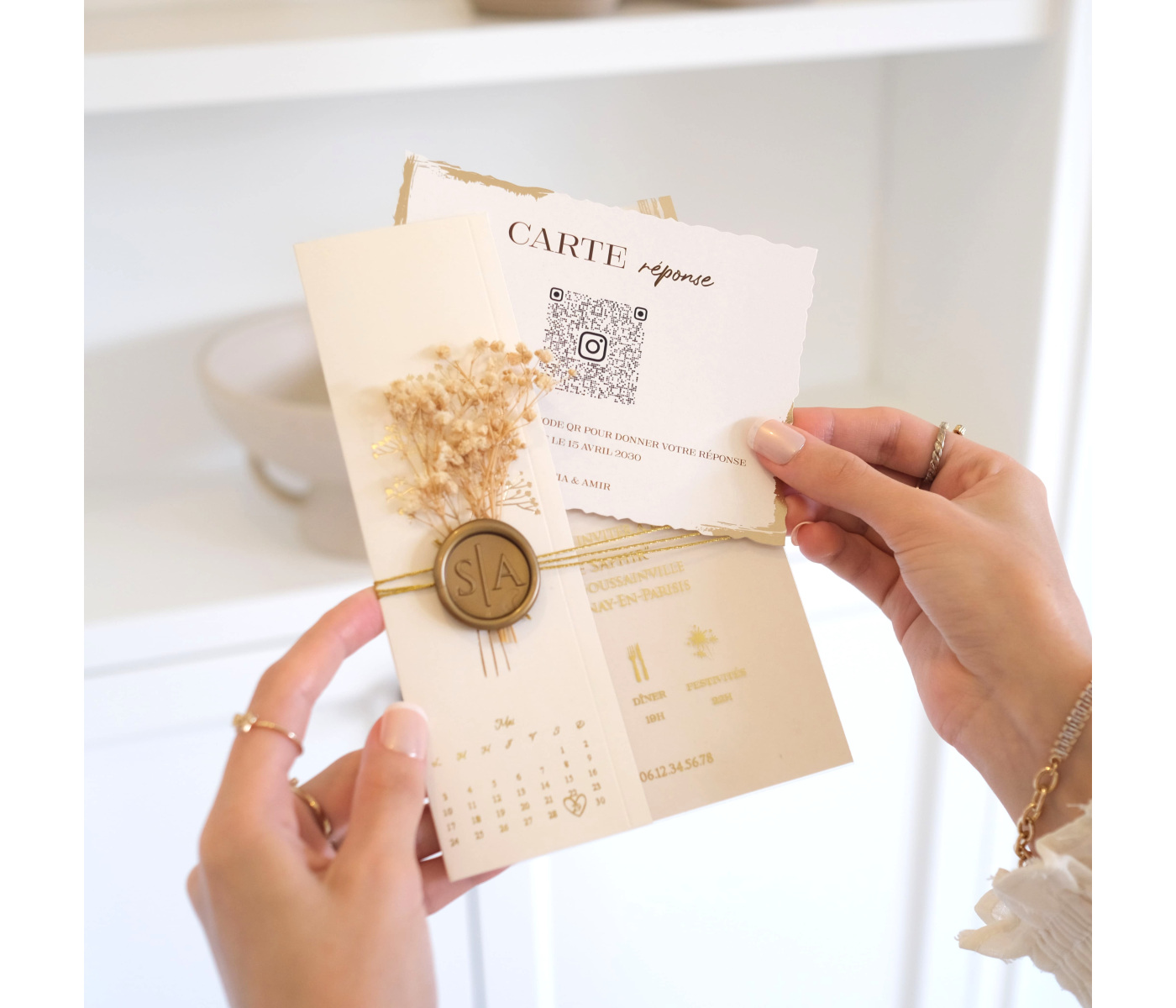 Carte mariage avec coupon de réponse