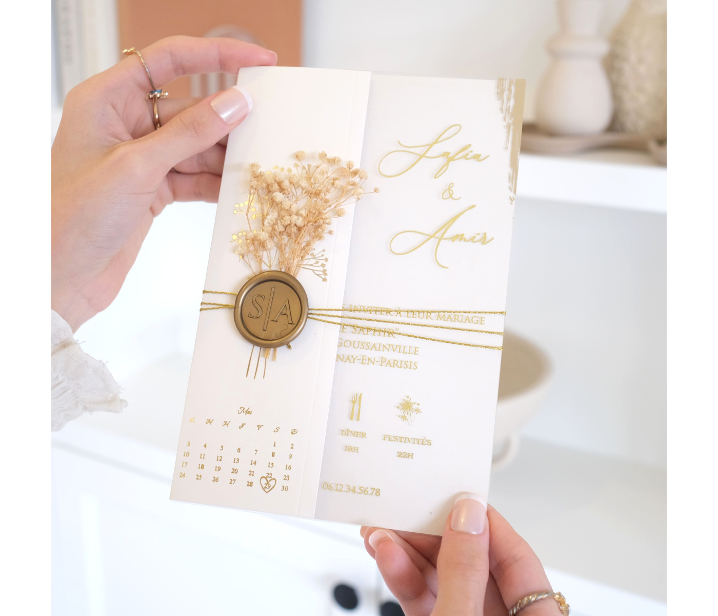 Carte d'invitation mariage champêtre