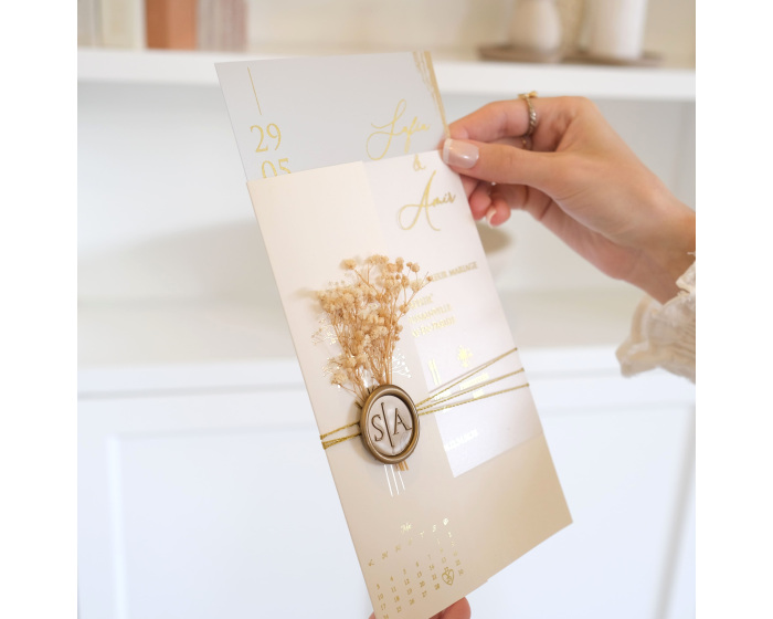 Faire part mariage avec fleurs séchées