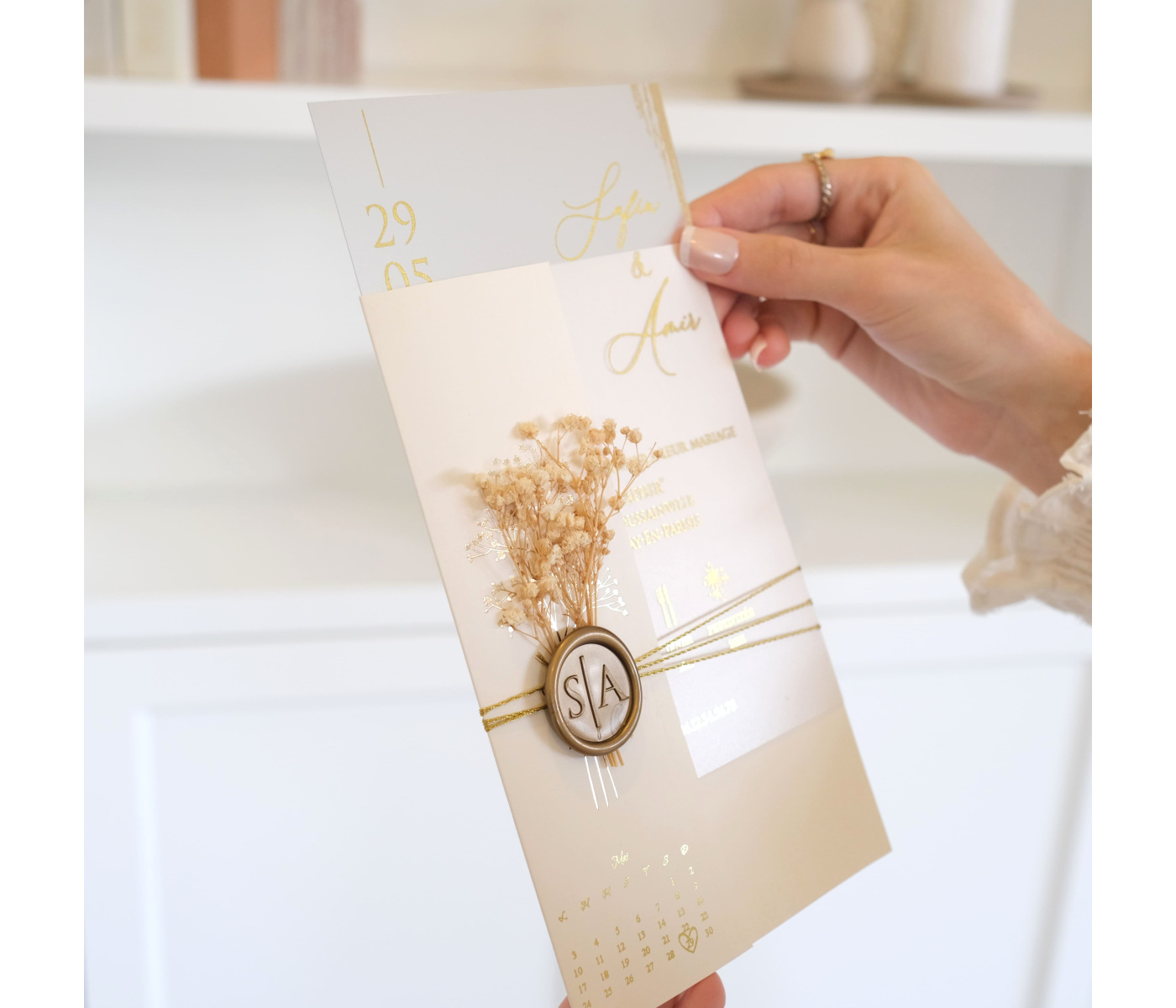 Faire part mariage avec fleurs séchées