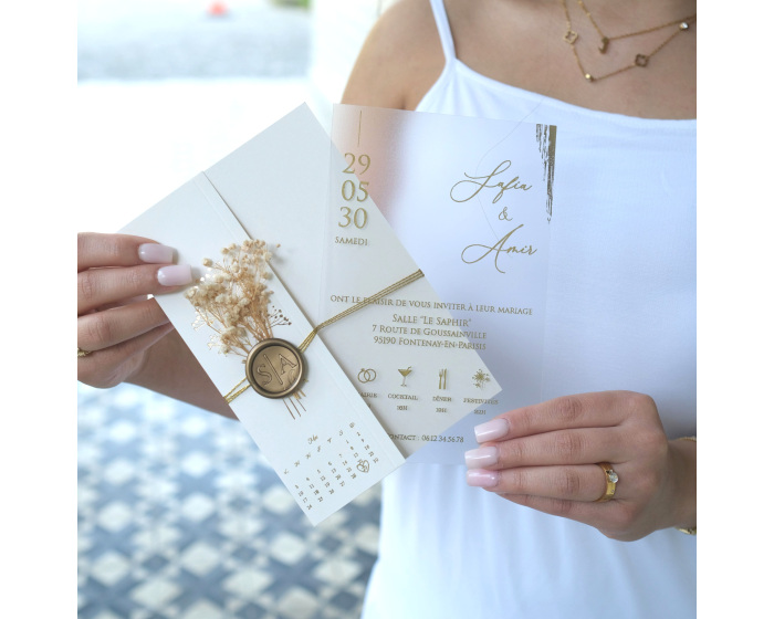 Faire part mariage avec dorure