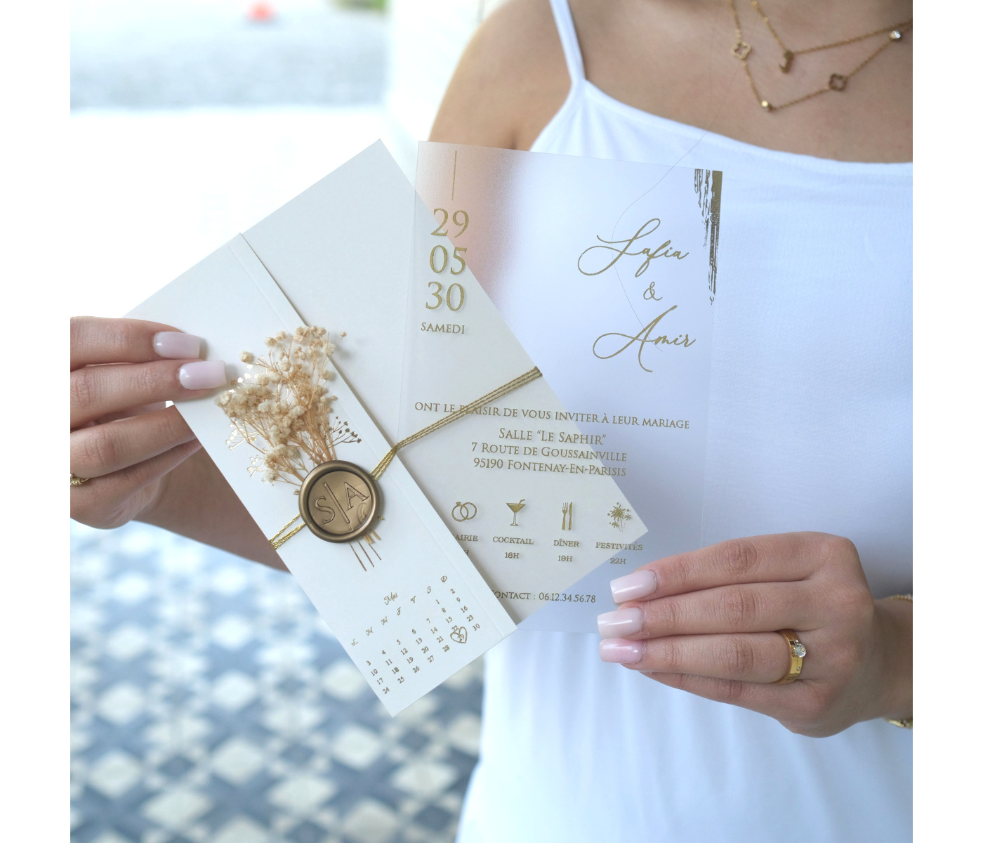 Faire part mariage avec dorure