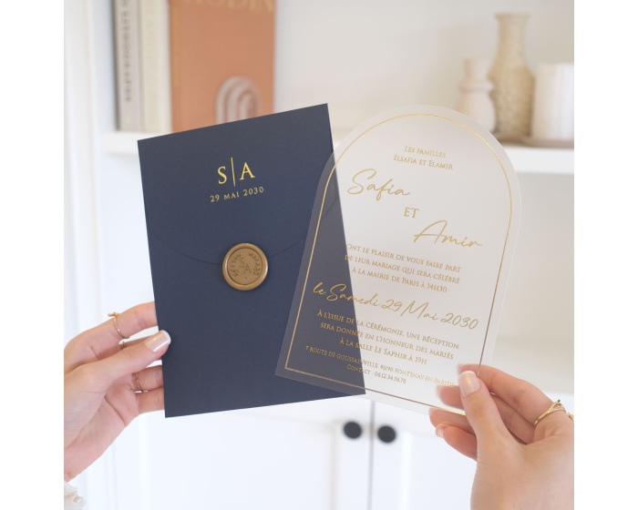 Faire part mariage dorure arche