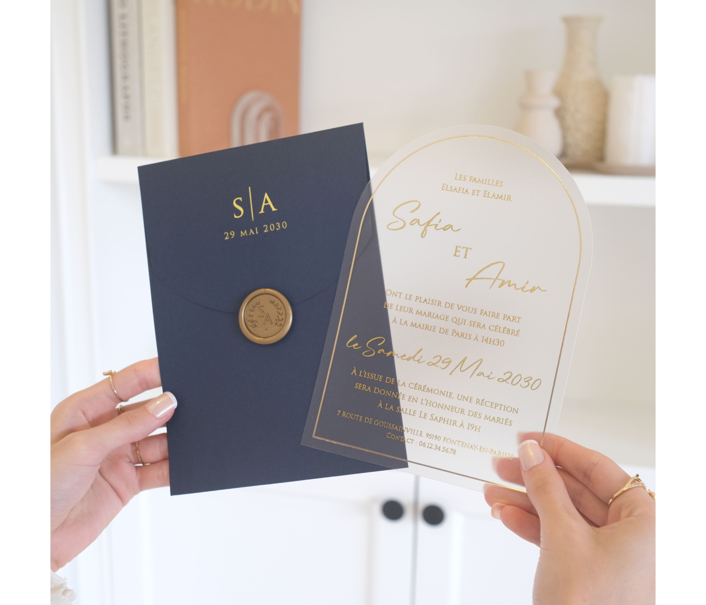 Faire part mariage dorure arche
