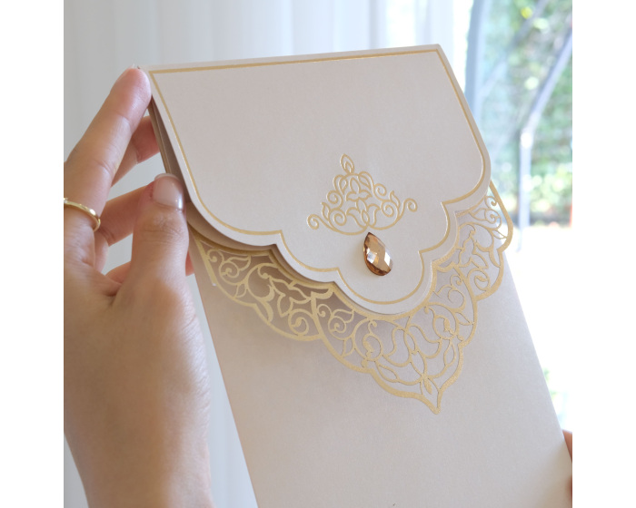 Carte d'invitation mariage perlé