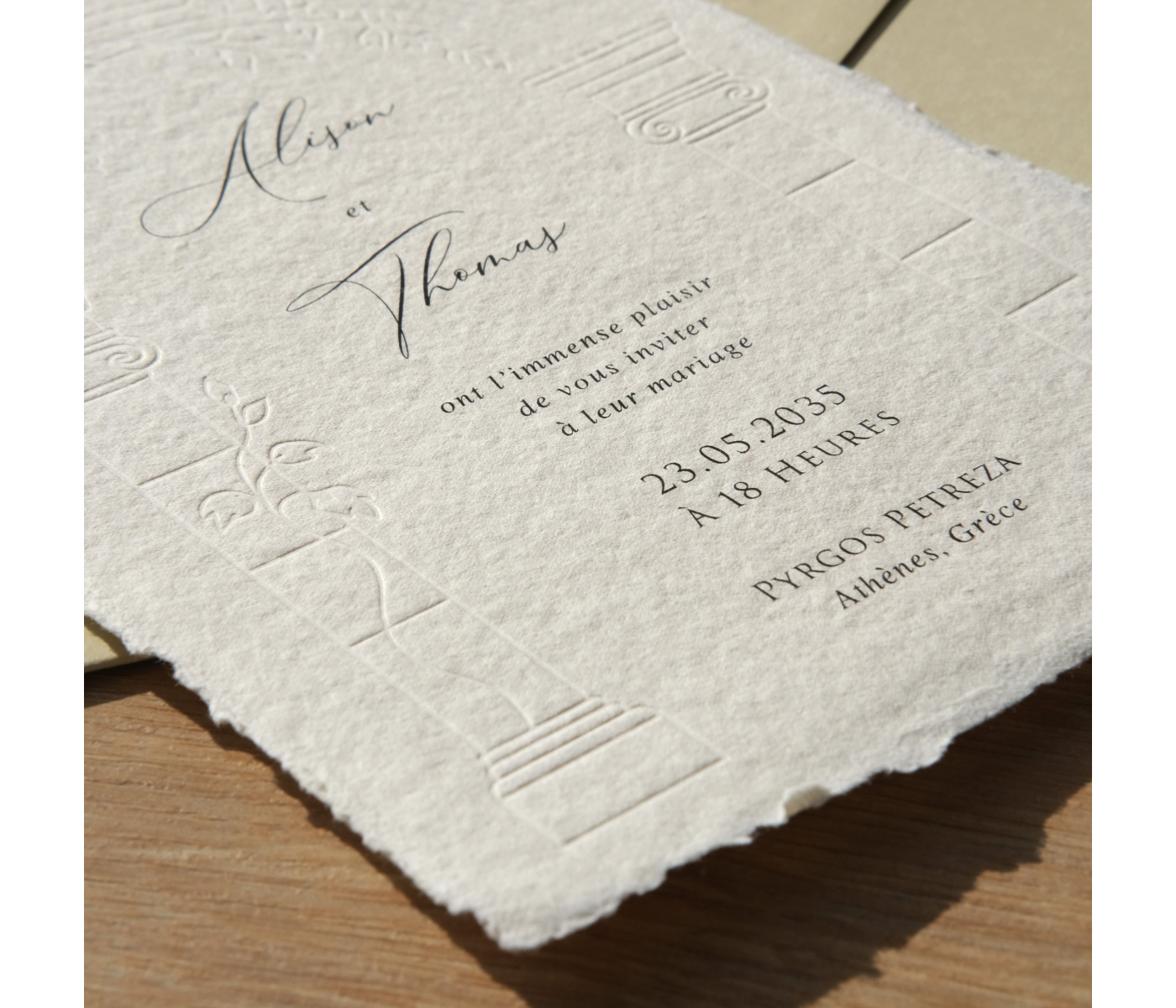 Carte d'invitation papier fait main