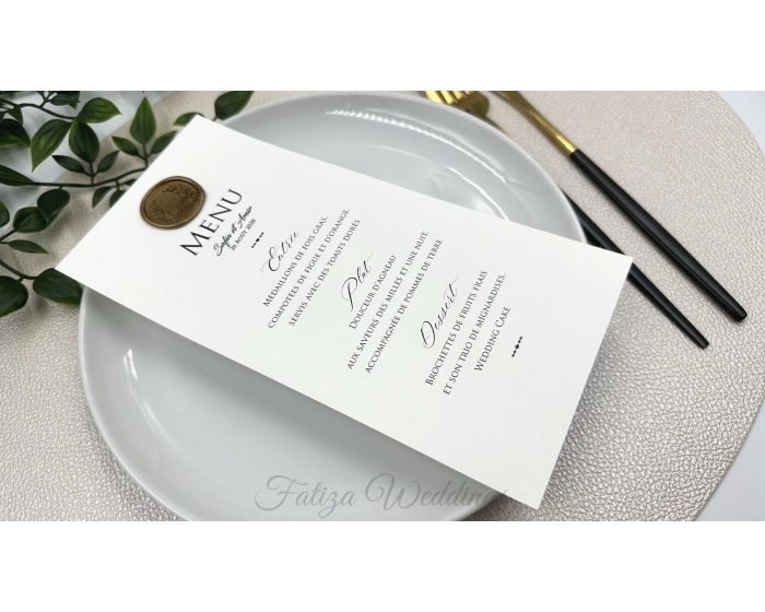 Carte Menu Mariage Elégance Cire 2