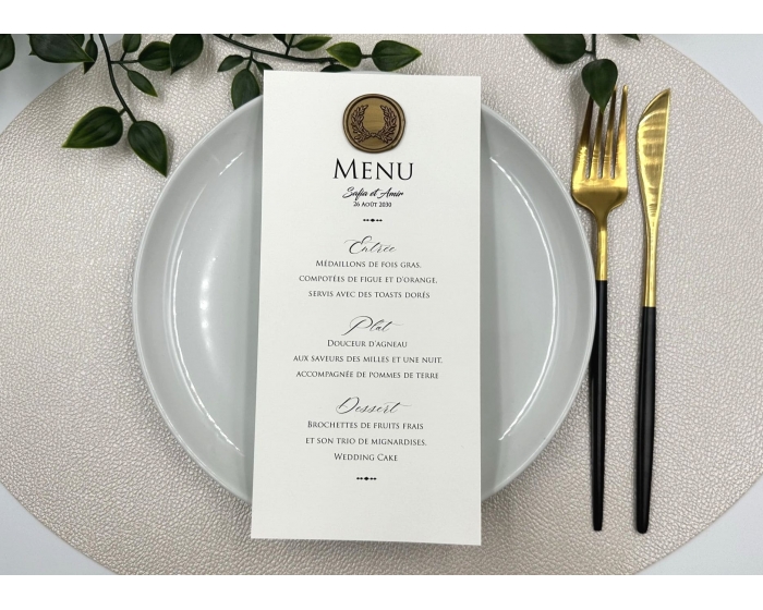 Echantillon Carte Menu Mariage Cire 1