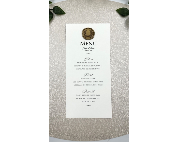 Echantillon Carte Menu Mariage Cire 3