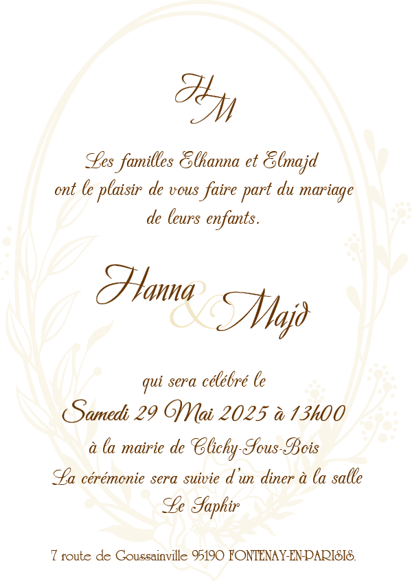 Personnalisation texte carte invitation oriental mariage