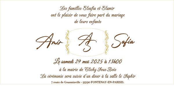 Personnalisation texte carte invitation oriental mariage