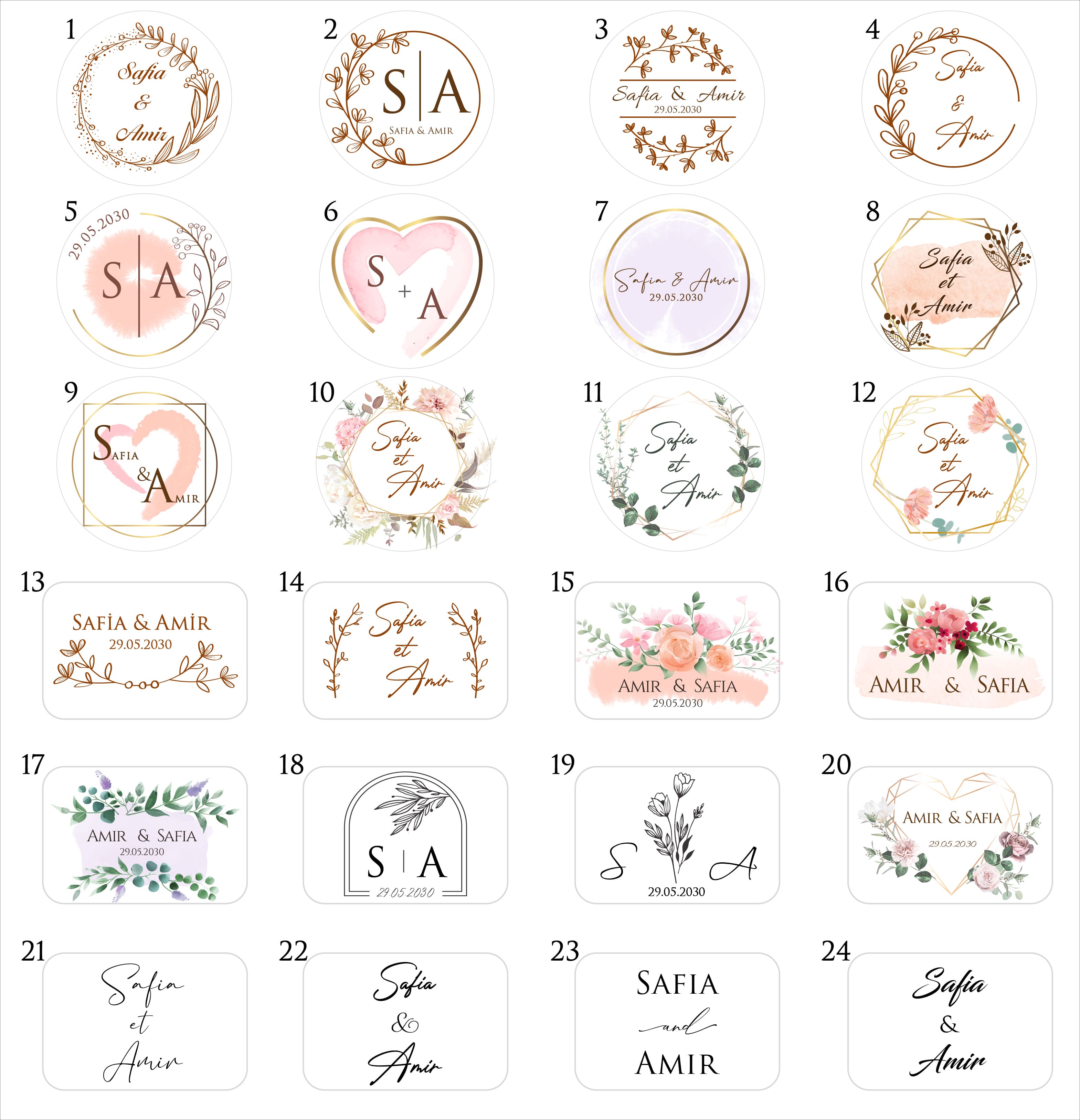 Aperçu étiquettes cadeaux invités
