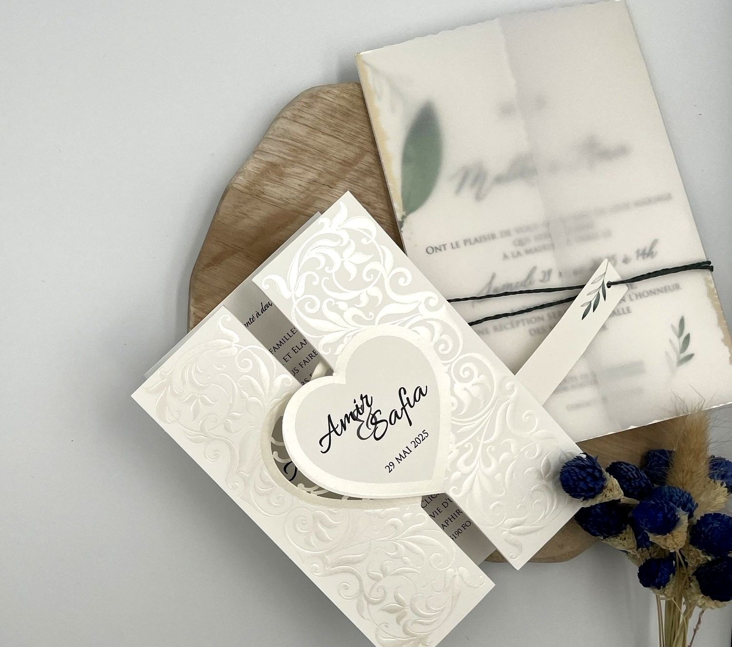 Carte d'invitation de mariage personnalisée sur Monfairepart